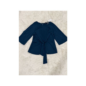 Eloquii Teal Long Sleeve Tie Front Blouse - Size 14/16 (NWT)